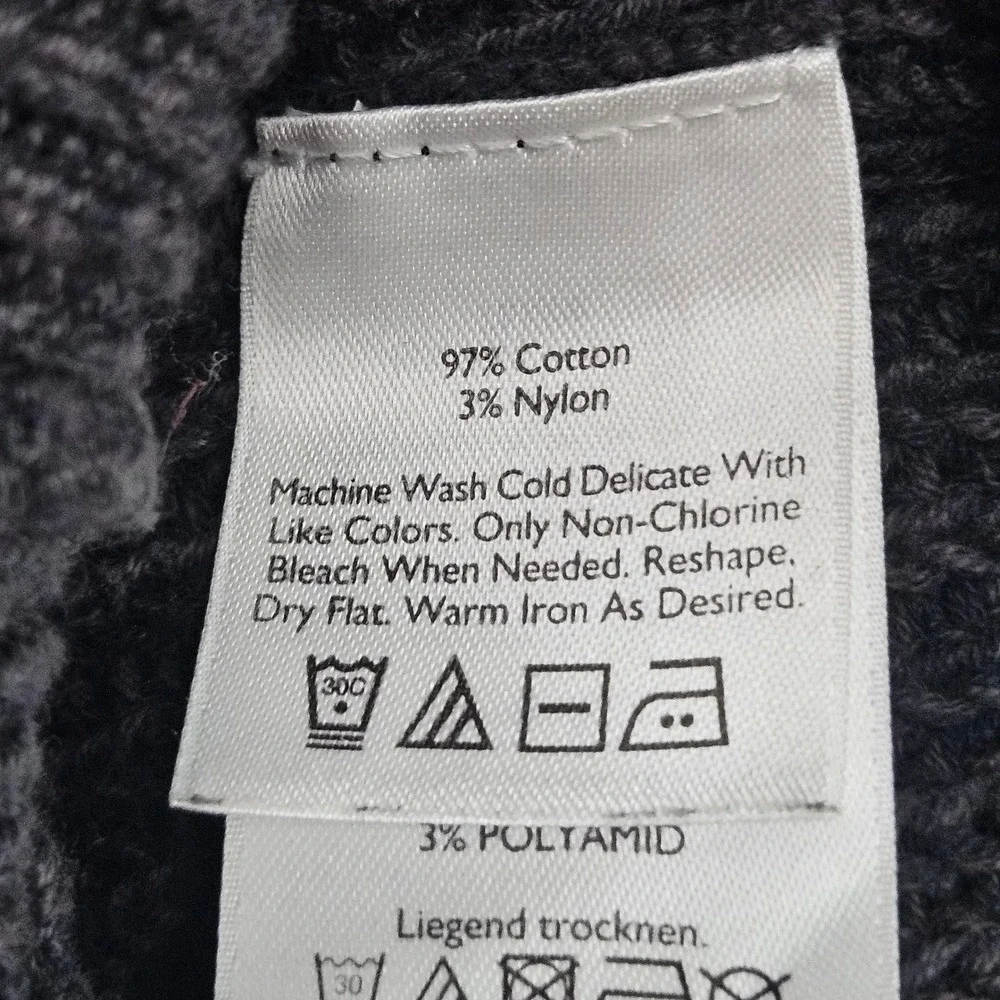 Eddie Bauer Full Zip Cardigan Mens Large‎ Gray Ribbed Knit Dark Academia Grandpa - Picture 6 of 9